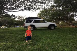 Aisling's son in front of 